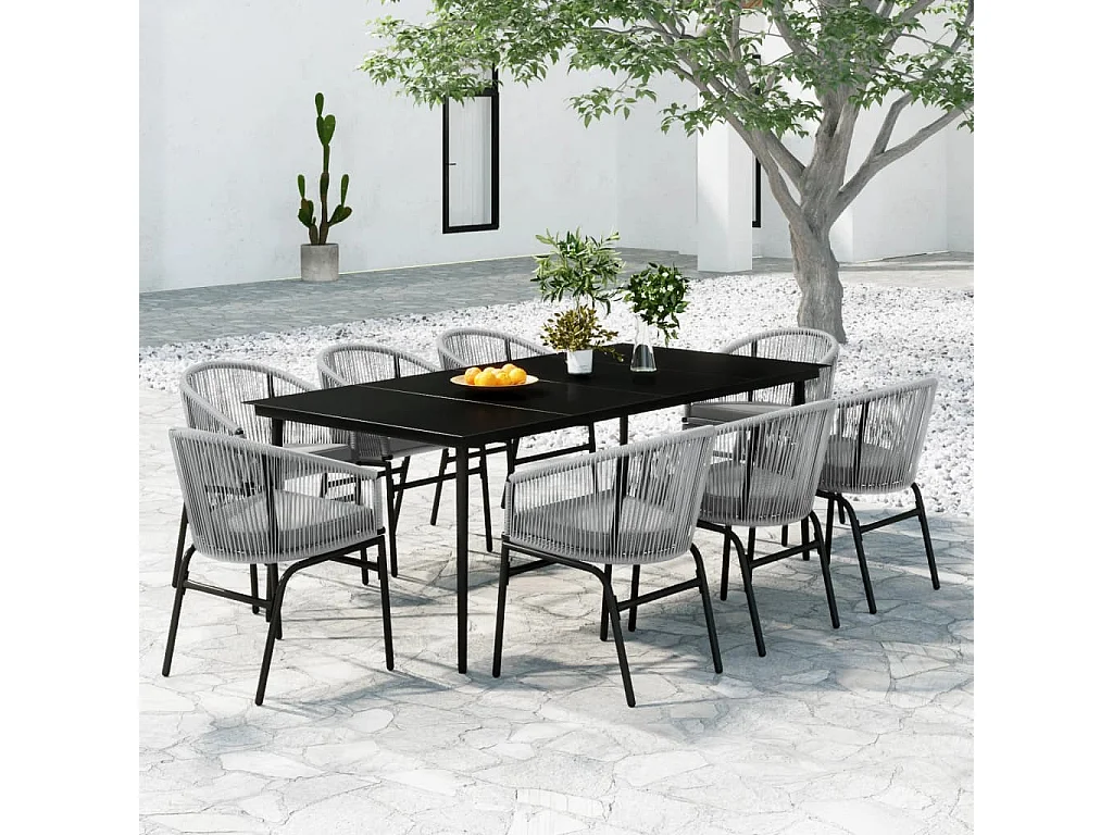 Belric  Ensemble à manger de jardin 9 pcs Gris