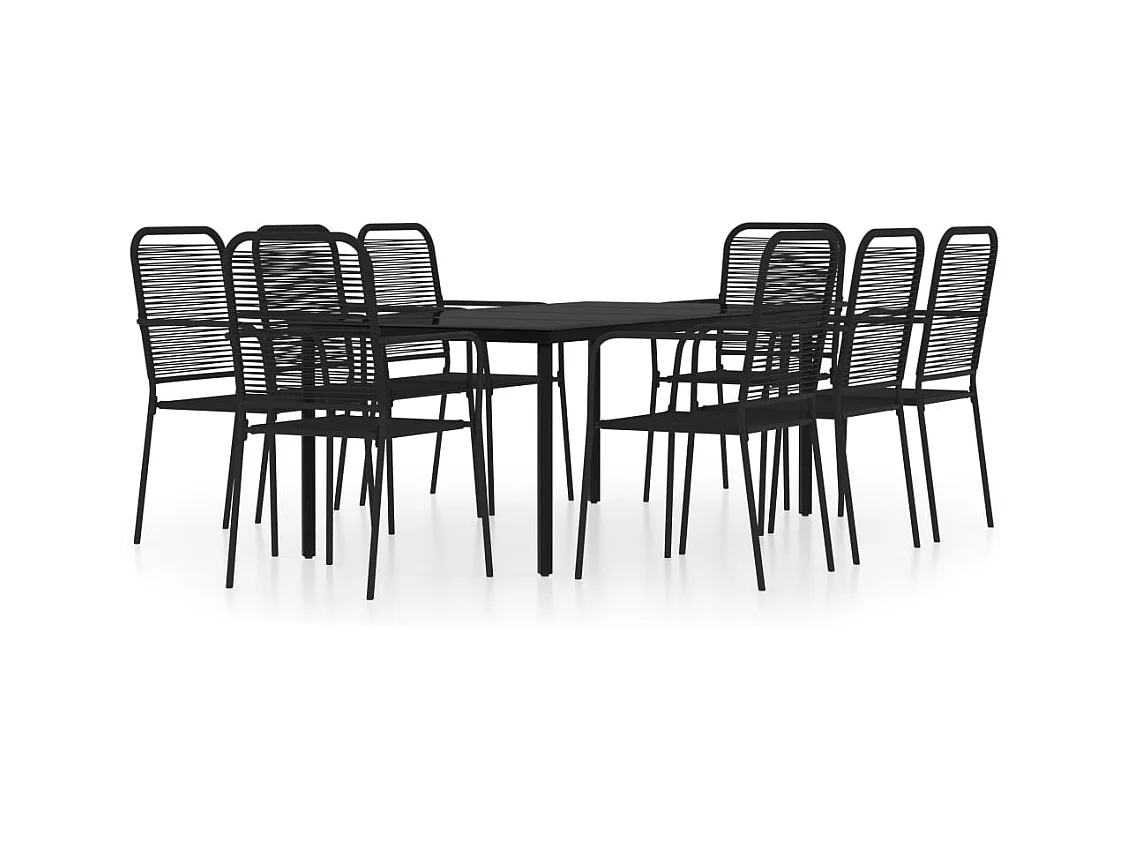 Scott  Ensemble à manger de jardin 9 pcs Noir