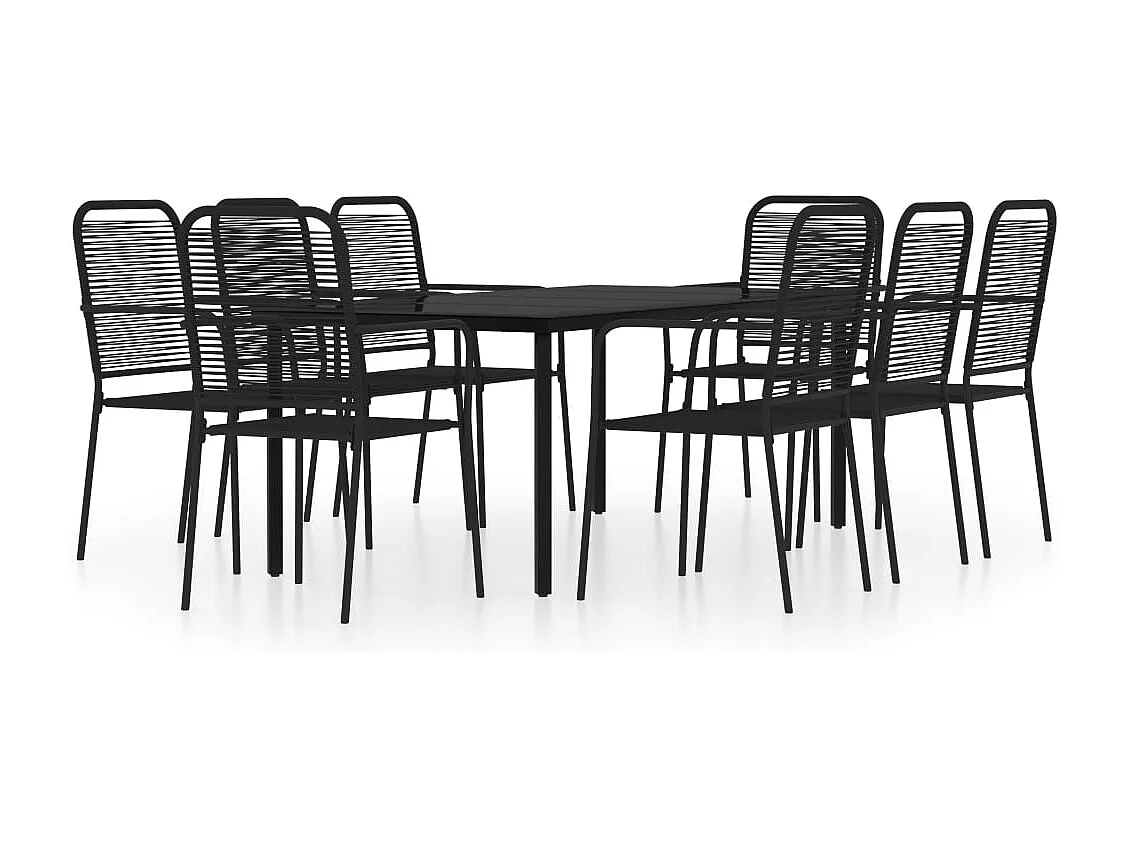 Scott  Ensemble à manger de jardin 9 pcs Noir