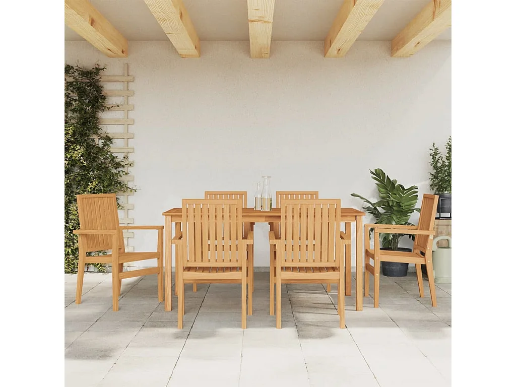Garden Furniture -  Ensemble à manger de jardin 7 pcs Bois de teck solide