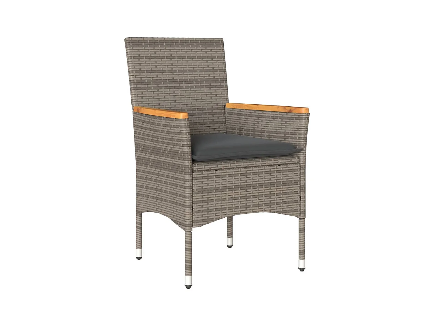 Eudes  Ensemble à manger de jardin et coussins 3 pcs gris rotin verre