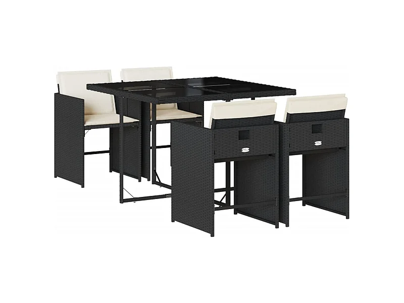 Heeswijk-Dinther  Set de muebles jardín 5 pzas con cojines ratán sintético negro