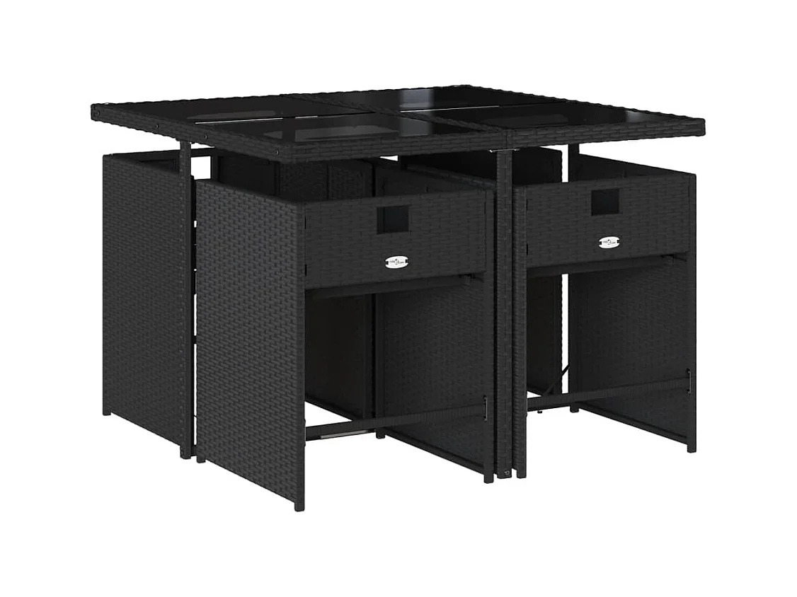 Heeswijk-Dinther  Set de muebles jardín 5 pzas con cojines ratán sintético negro