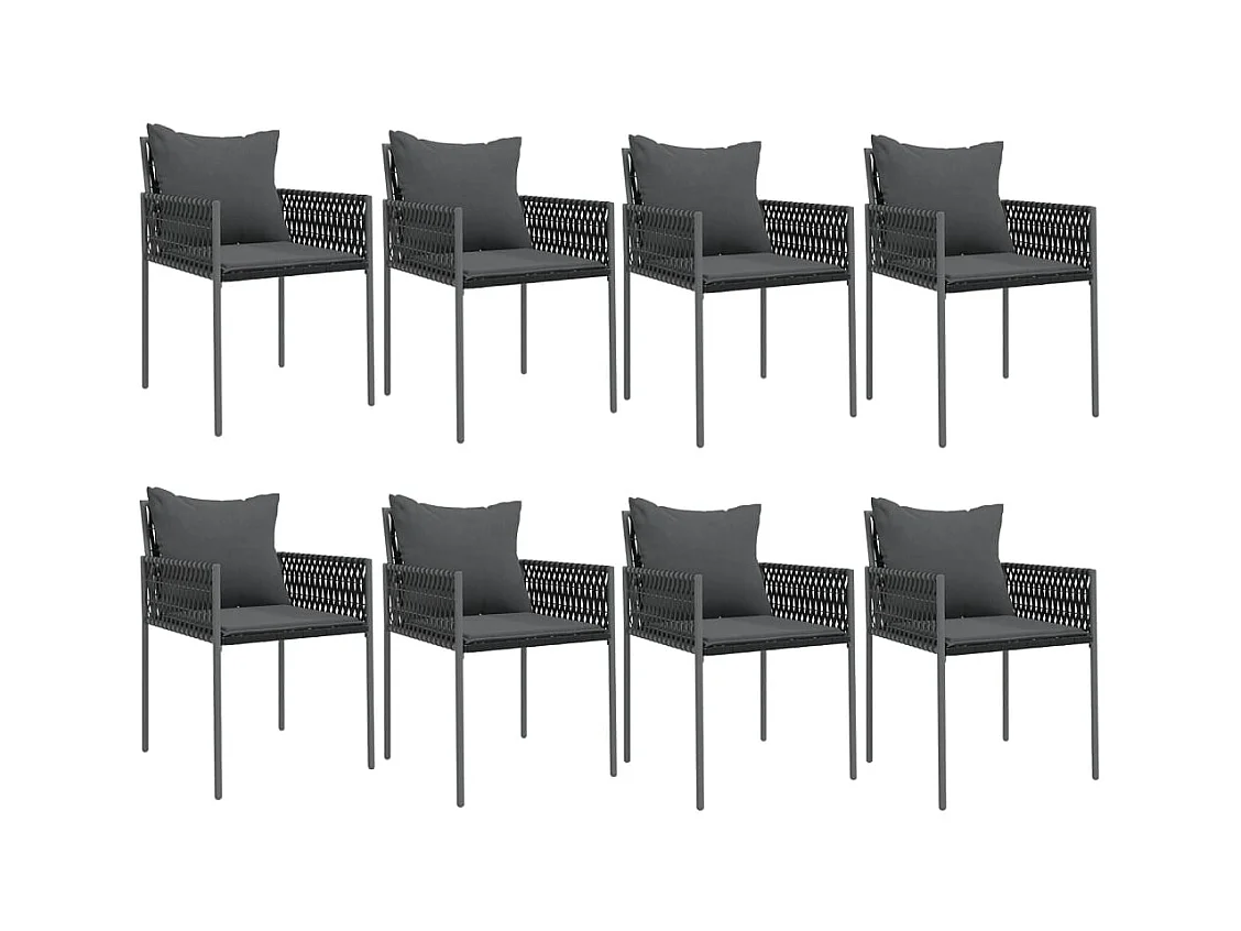 Mørkøv  Ensemble à manger de jardin 9 pcs coussins résine tressée acier