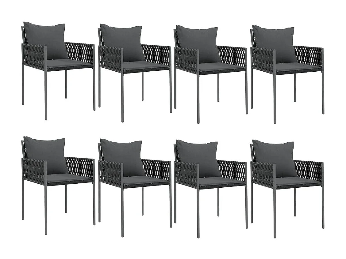 Mørkøv  Ensemble à manger de jardin 9 pcs coussins résine tressée acier