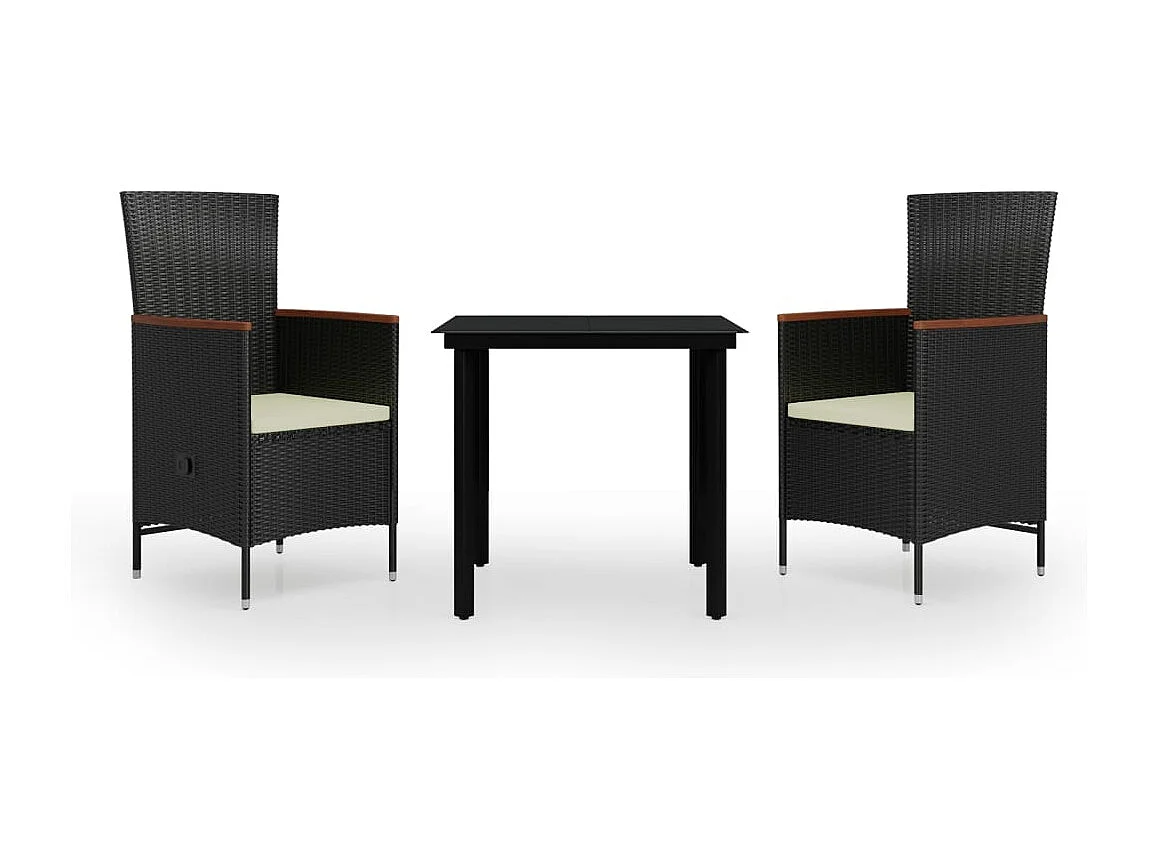 Serafino  3-delige Tuinset met kussens zwart