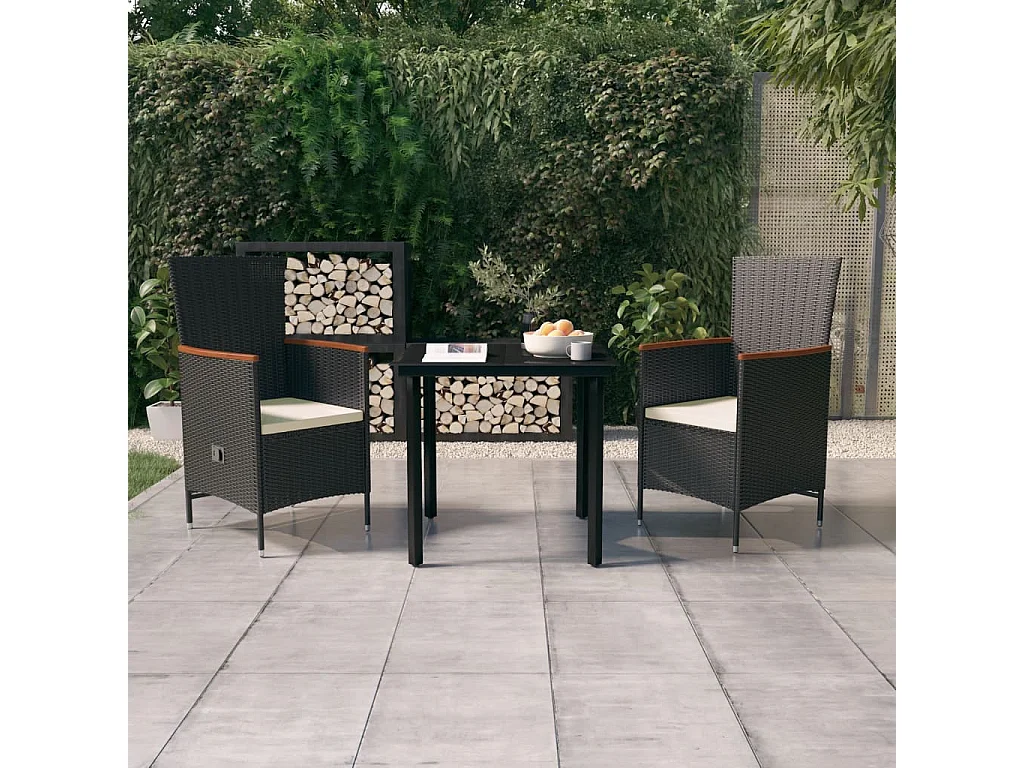 Serafino  3-delige Tuinset met kussens zwart