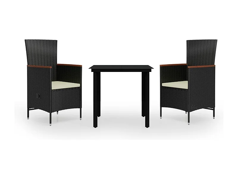 Serafino  3-delige Tuinset met kussens zwart
