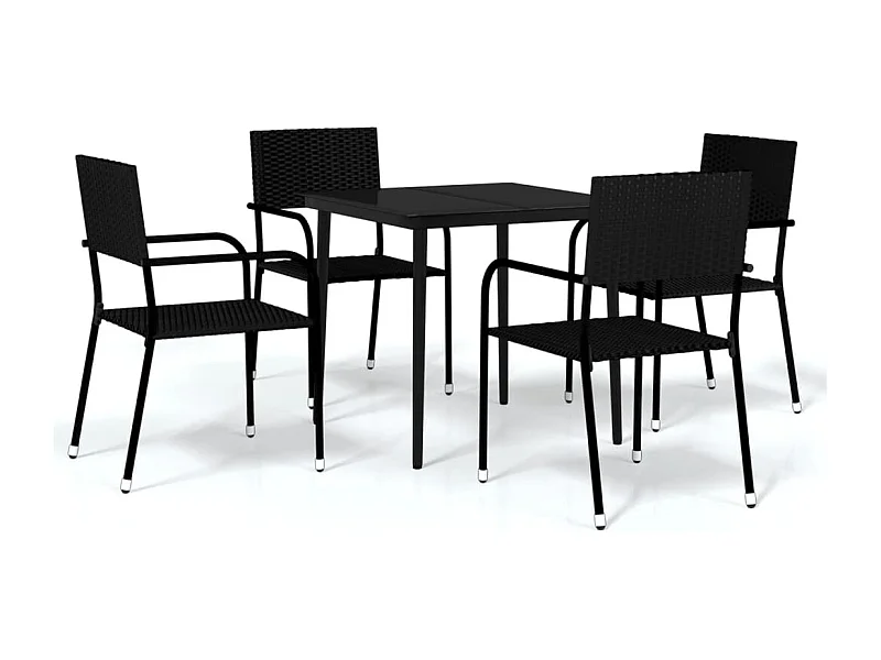 La Verne  Ensemble à manger de jardin 5 pcs Noir