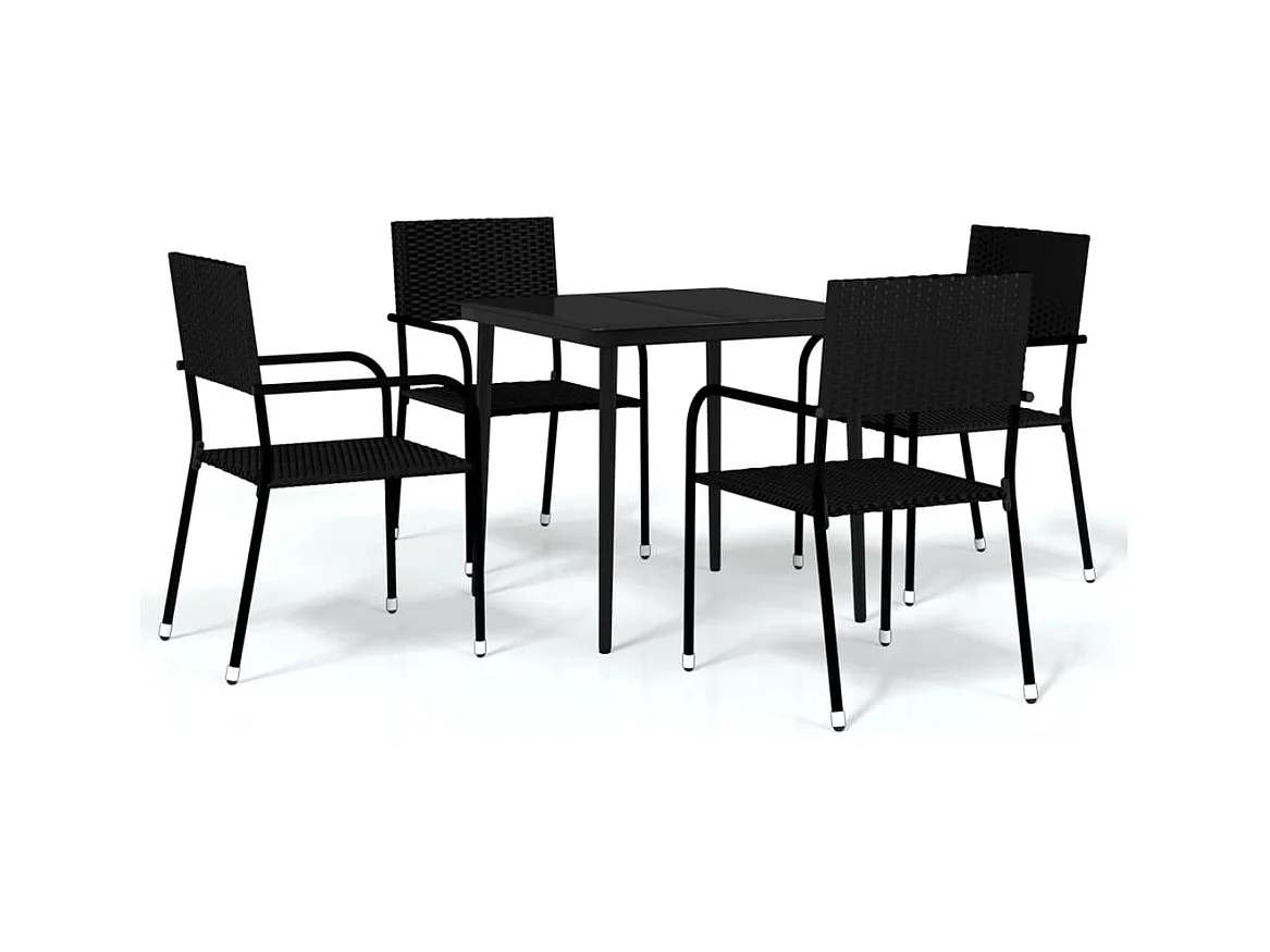 La Verne  Ensemble à manger de jardin 5 pcs Noir