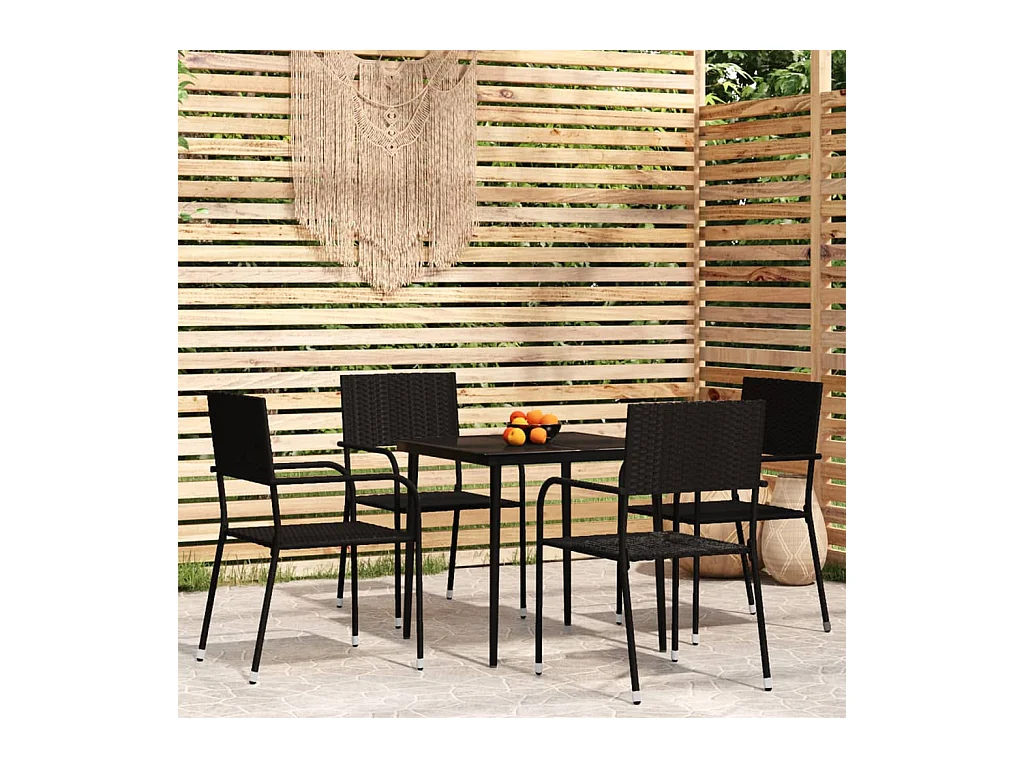 La Verne  Ensemble à manger de jardin 5 pcs Noir