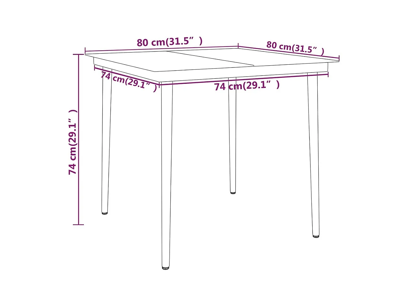 La Verne  Ensemble à manger de jardin 5 pcs Noir