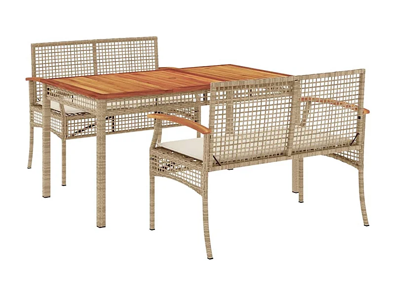 Nunspeet  3-delige Tuinset met kussens poly rattan beige