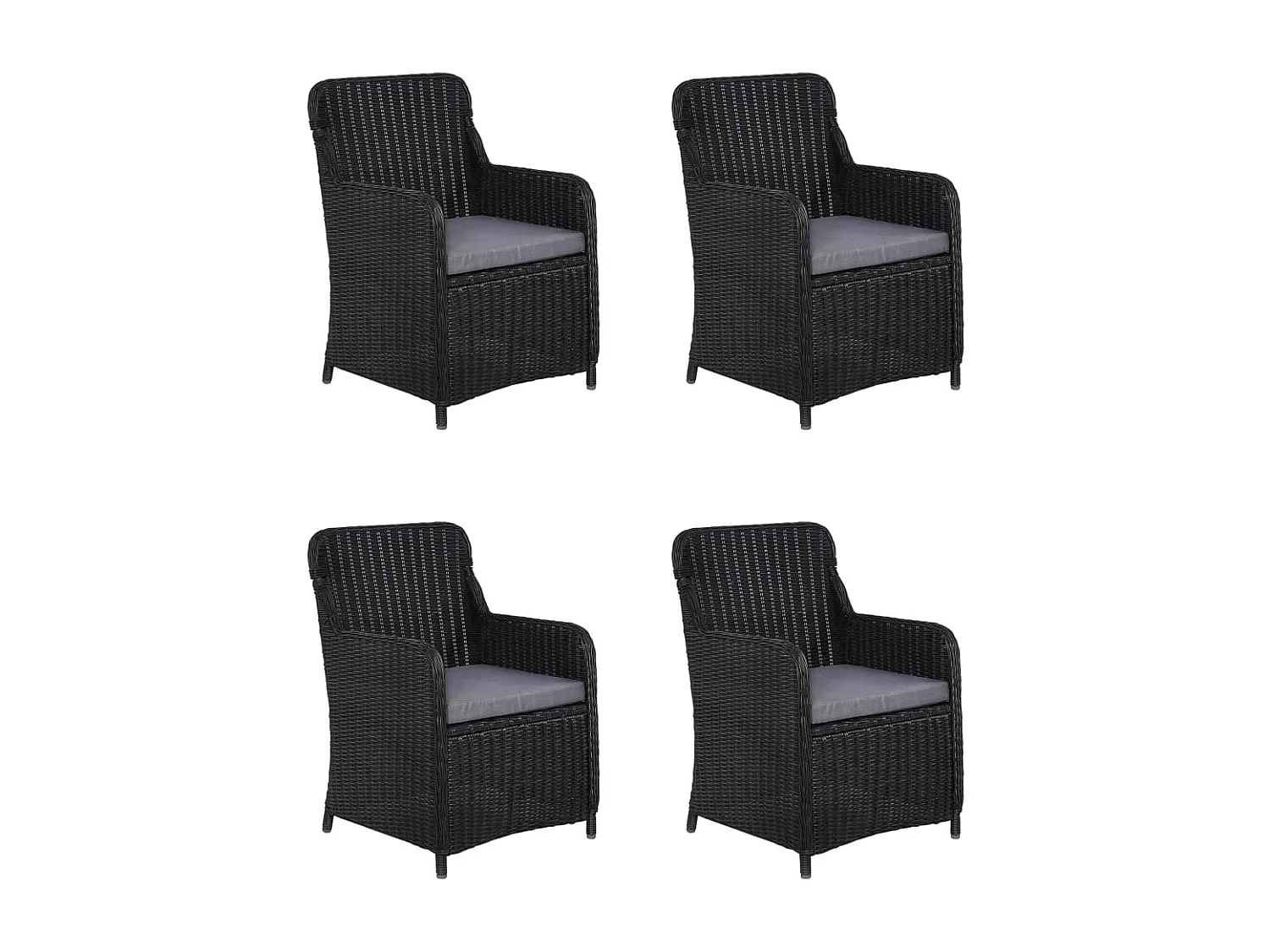 Yassmine  Ensemble à manger de jardin 5 pcs Noir