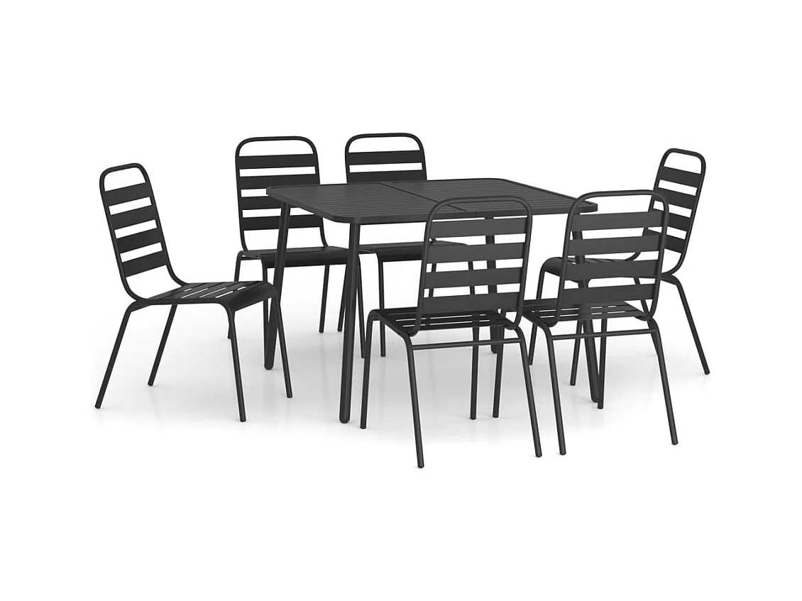 Adrien-Claude  Ensemble à manger de jardin 7 pcs anthracite acier