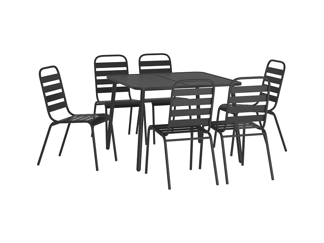 Adrien-Claude  Ensemble à manger de jardin 7 pcs anthracite acier