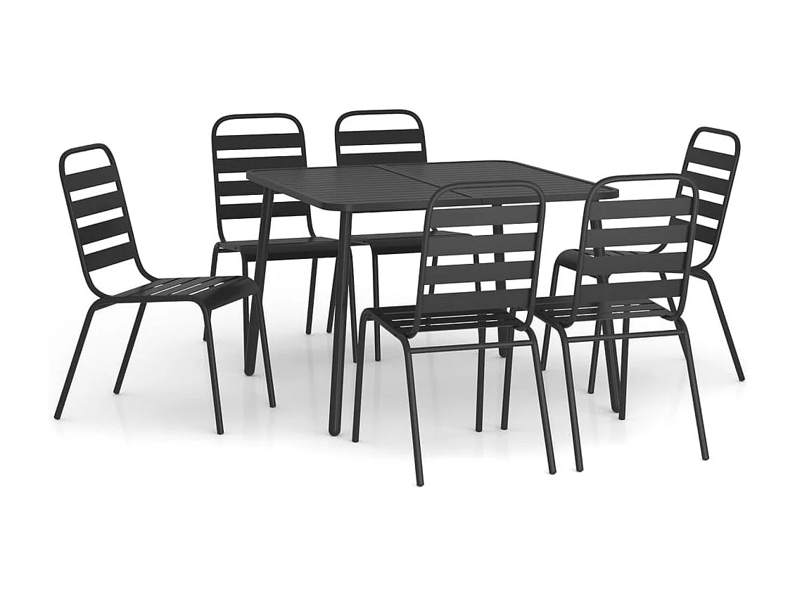 Adrien-Claude  Ensemble à manger de jardin 7 pcs anthracite acier