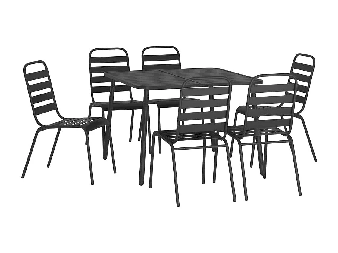 Adrien-Claude  Ensemble à manger de jardin 7 pcs anthracite acier