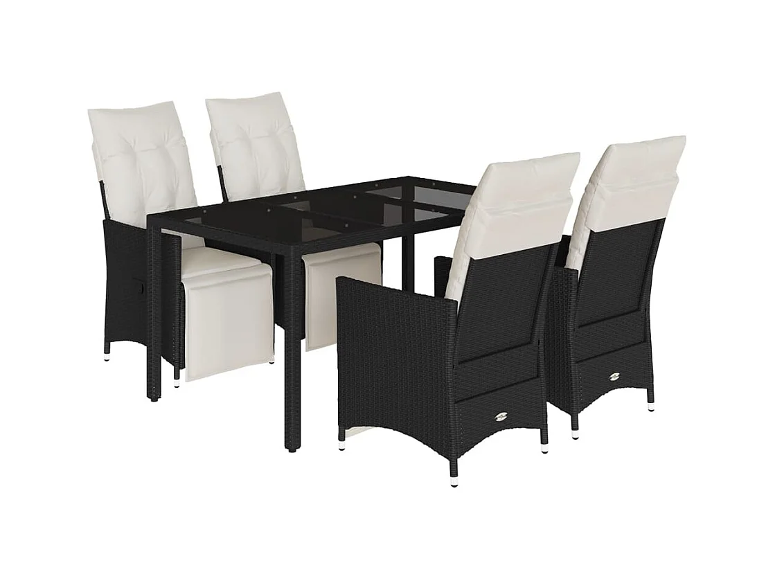 Essex  5-delige Tuinset met kussens poly rattan zwart