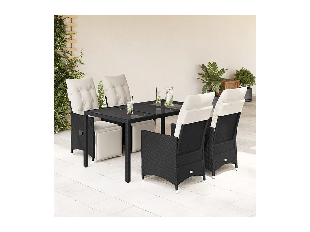 Essex  5-delige Tuinset met kussens poly rattan zwart