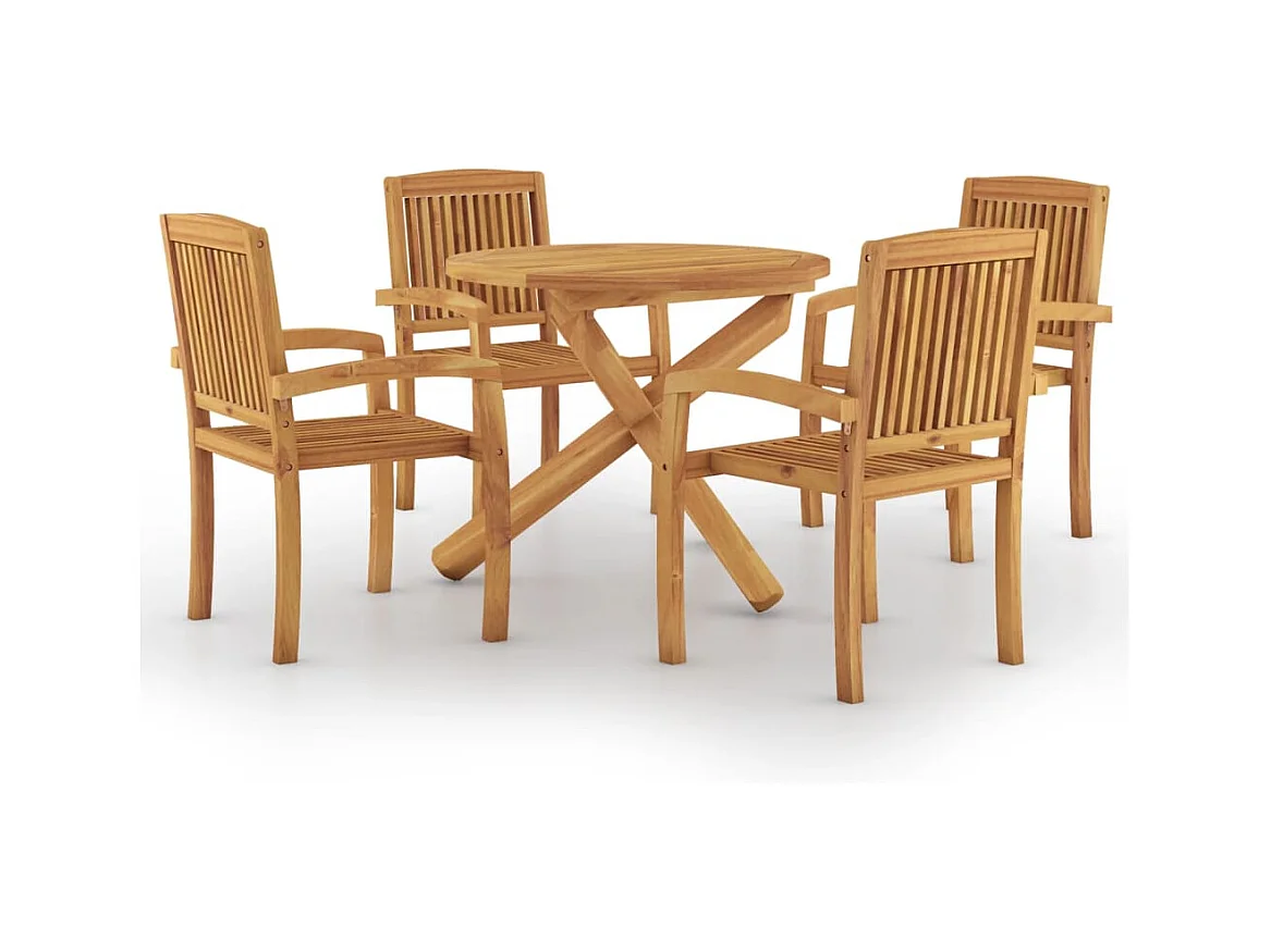 Eilven  5-delige Tuinset massief teakhout