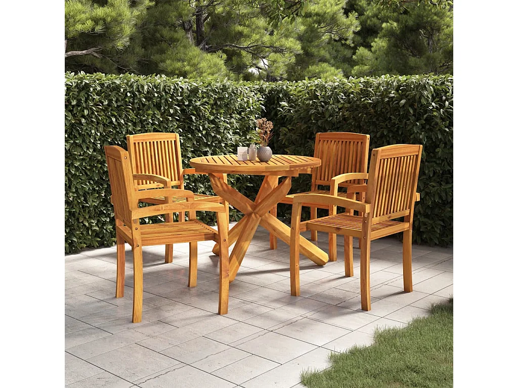 Eilven  Ensemble à manger de jardin 5 pcs Bois de teck massif