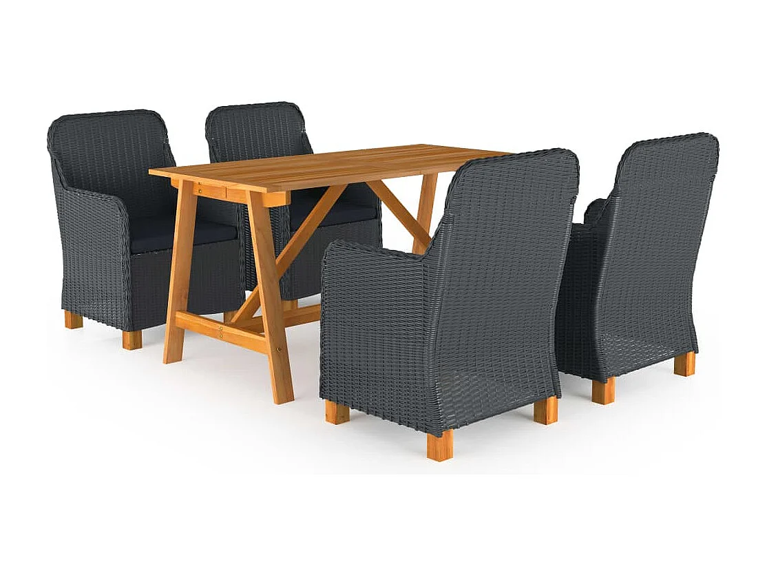 Yves-Émile  Juego de comedor para jardín de 5 piezas gris oscuro