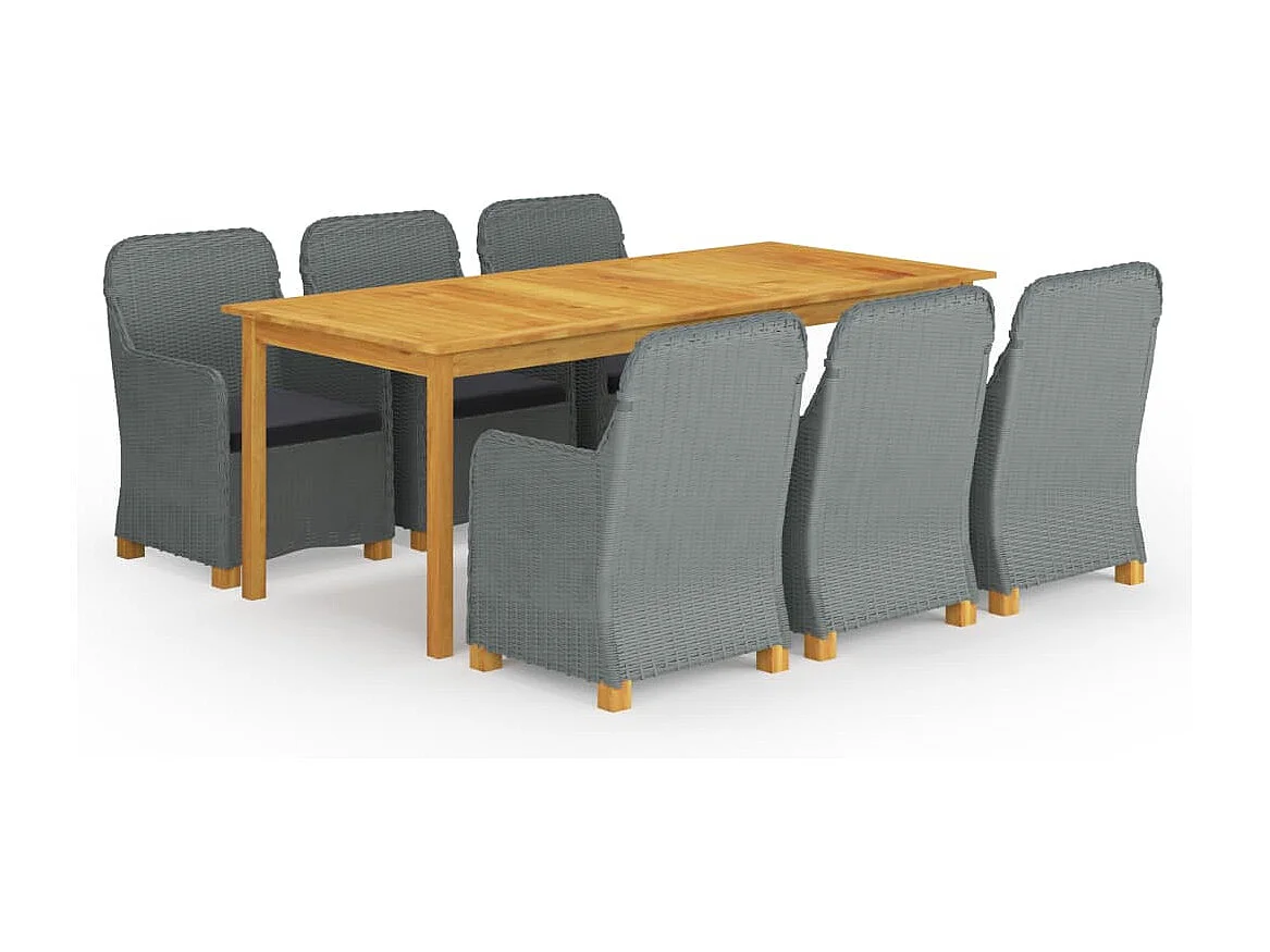 Abdullah  Ensemble à manger de jardin 9 pcs Gris clair