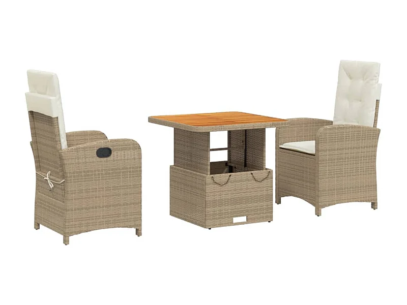 Gorham  Ensemble à manger de jardin et coussins 3 pcs Beige poly rotin