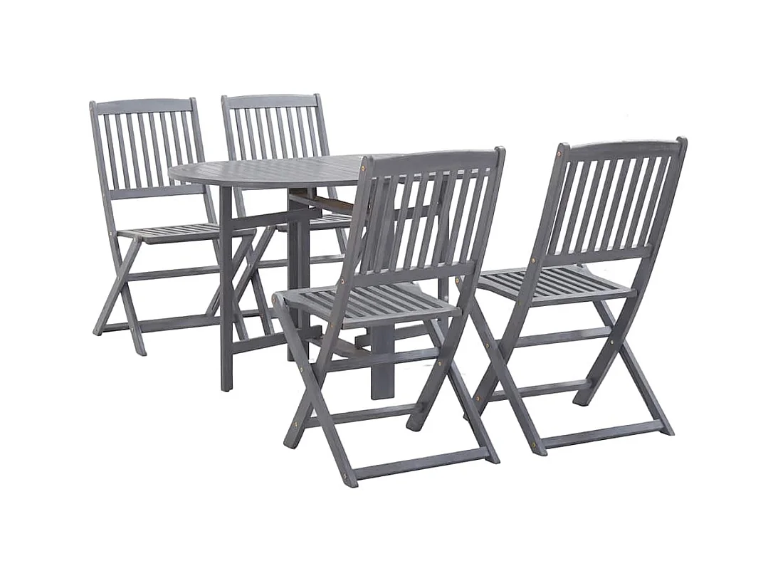 Garden Furniture -  Ensemble à manger de jardin 5 pcs Bois d'acacia massif Gris
