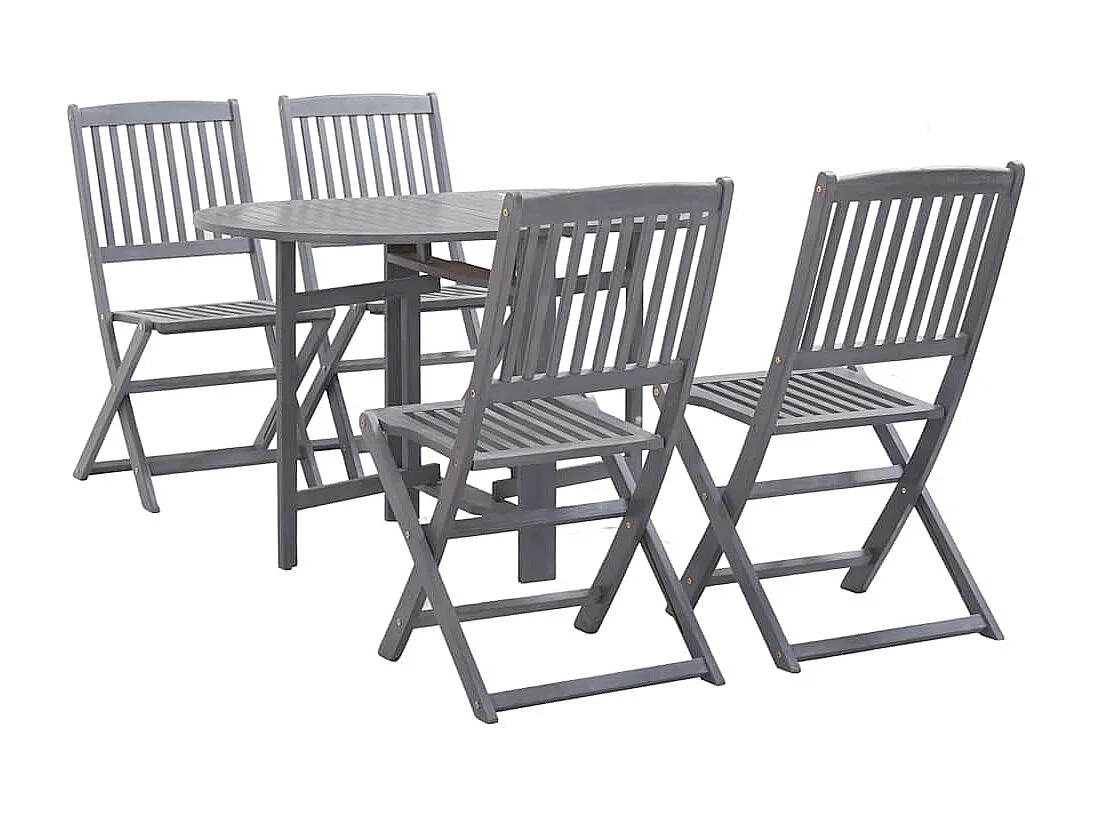 Garden Furniture -  Ensemble à manger de jardin 5 pcs Bois d'acacia massif Gris
