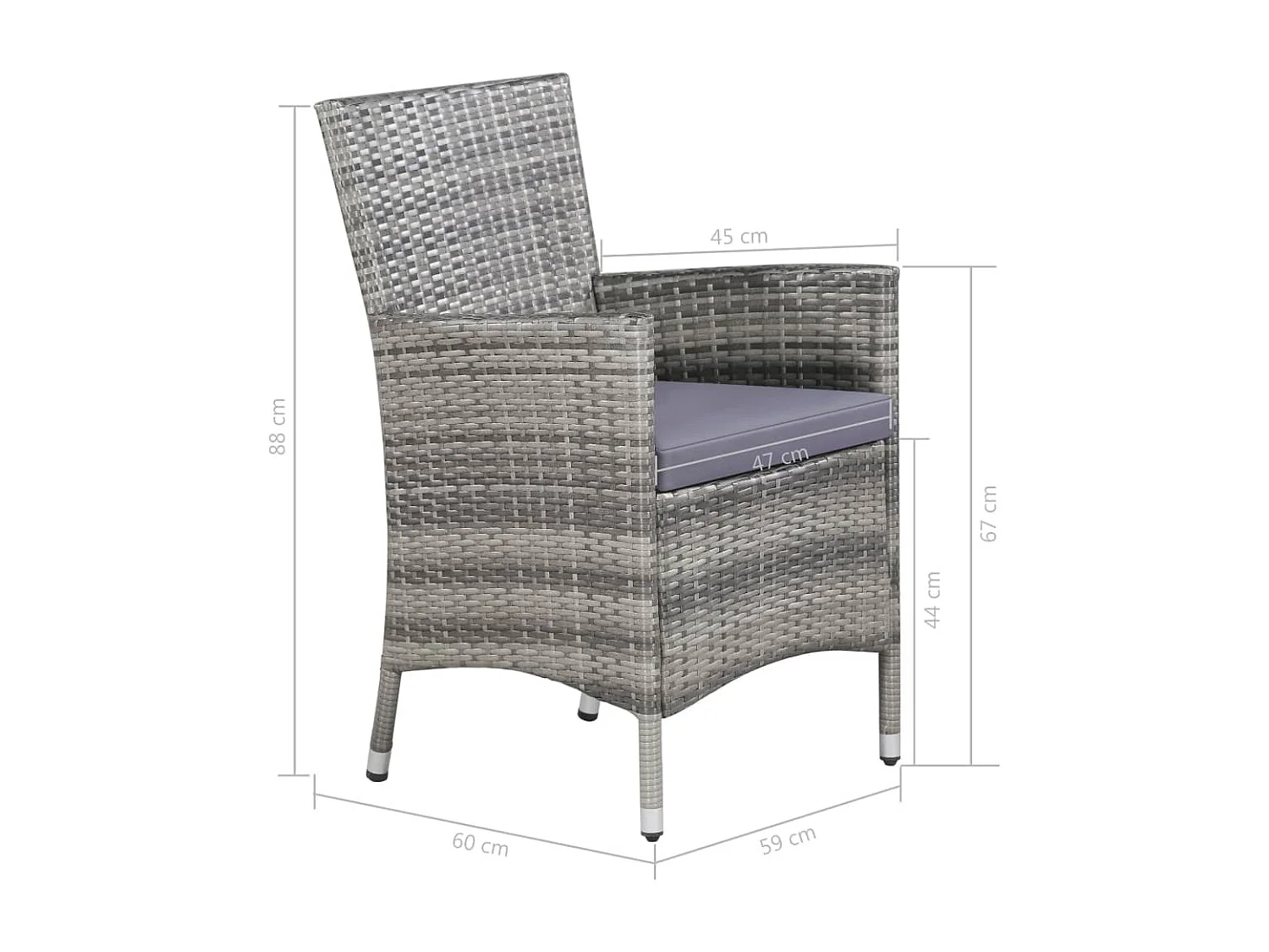 Fea  11-delige Tuinset met kussens poly rattan grijs