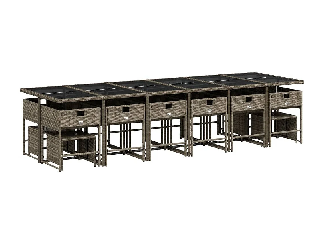 Kirkland  17-delige Tuinset met kussens poly rattan grijs