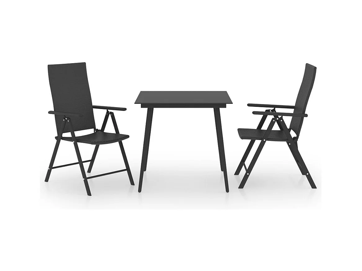 Garden Furniture -  Ensemble à manger de jardin 3 pcs noir