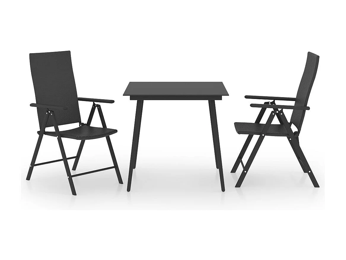 Garden Furniture -  Ensemble à manger de jardin 3 pcs noir