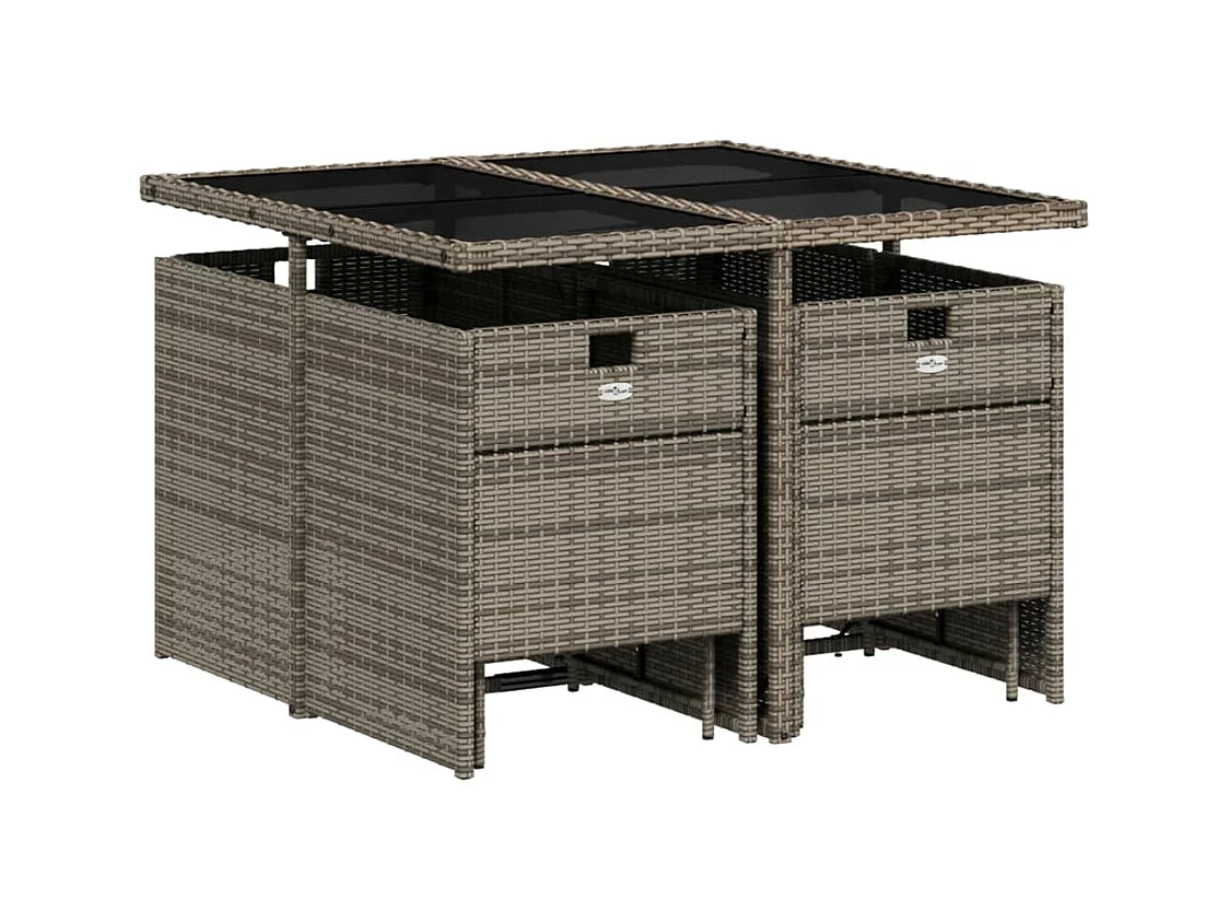 Steno  Ensemble à manger de jardin 9 pcs coussins gris résine tressée