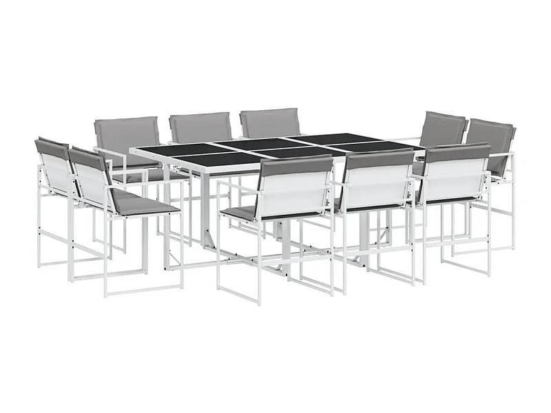 Vyra  Ensemble à manger de jardin avec coussins 11pcs blanc textilène