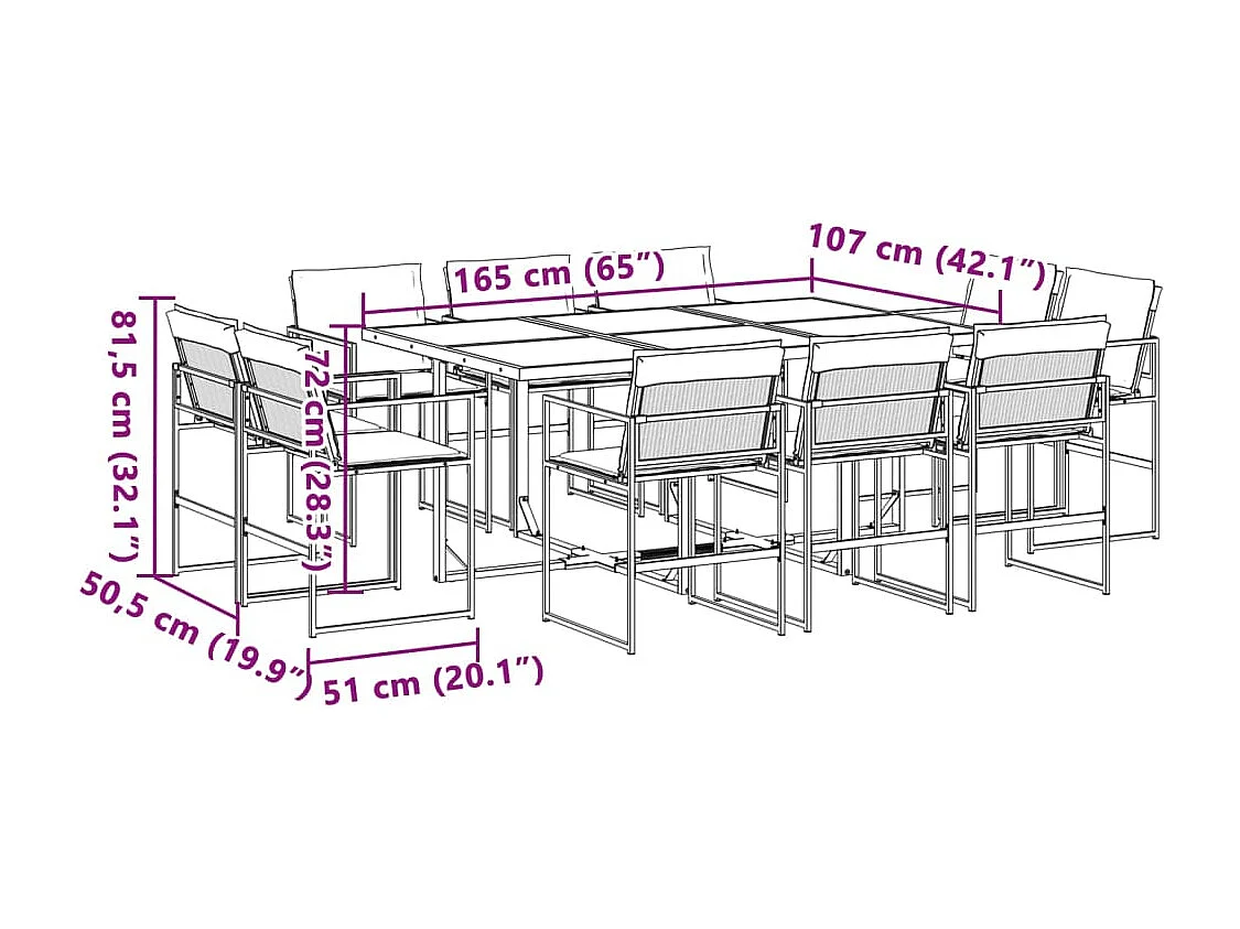 Vyra  Ensemble à manger de jardin avec coussins 11pcs blanc textilène