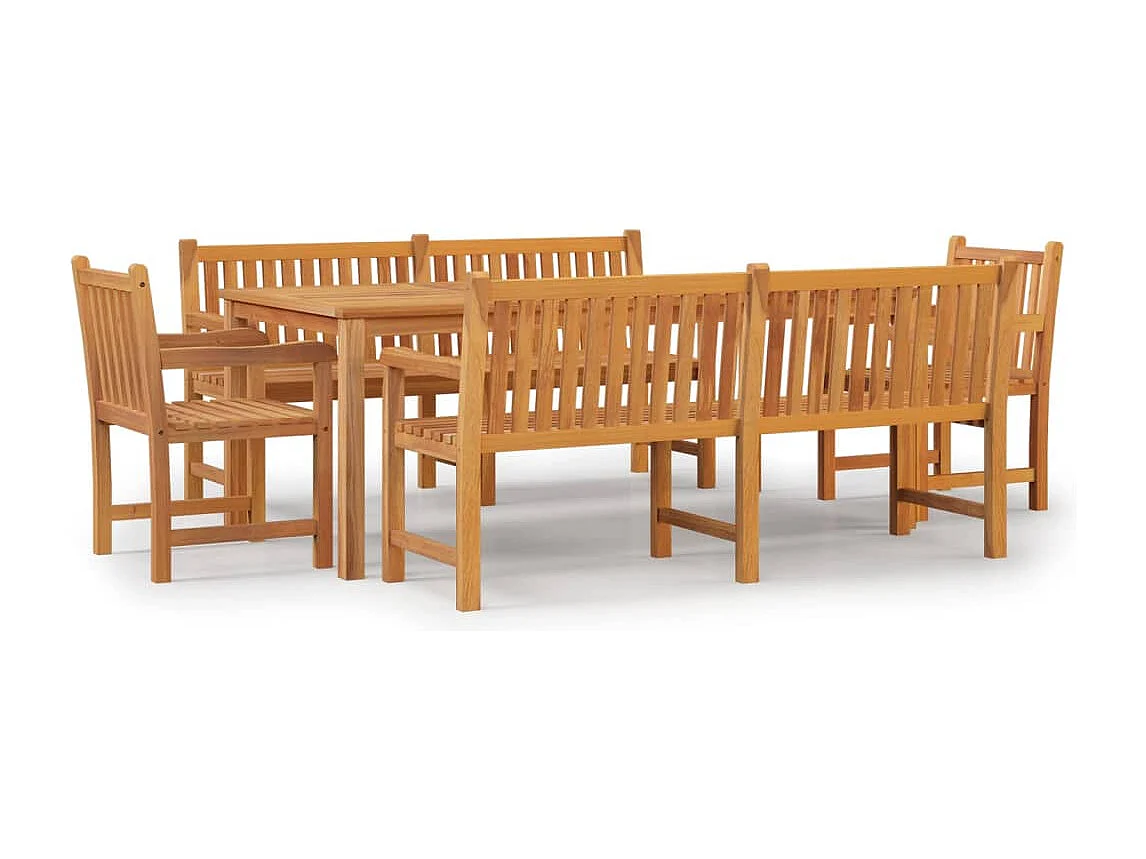 Kemale  Juego de comedor para jardín 5 piezas madera maciza de teca