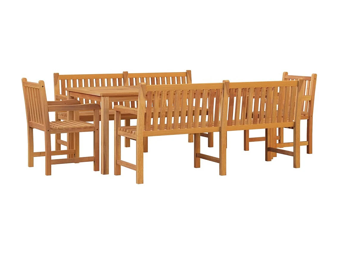 Kemale  Juego de comedor para jardín 5 piezas madera maciza de teca