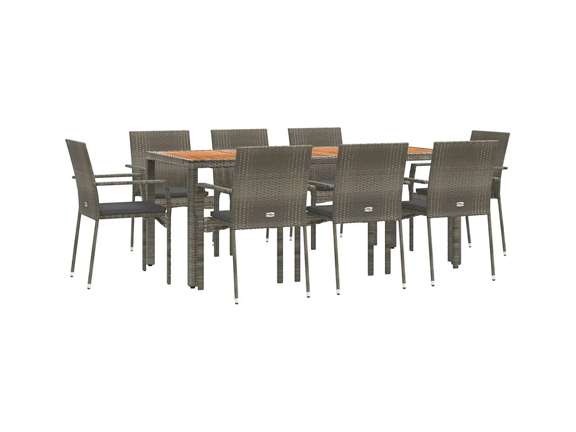 Tønder  9-delige Tuinset met kussens poly rattan grijs