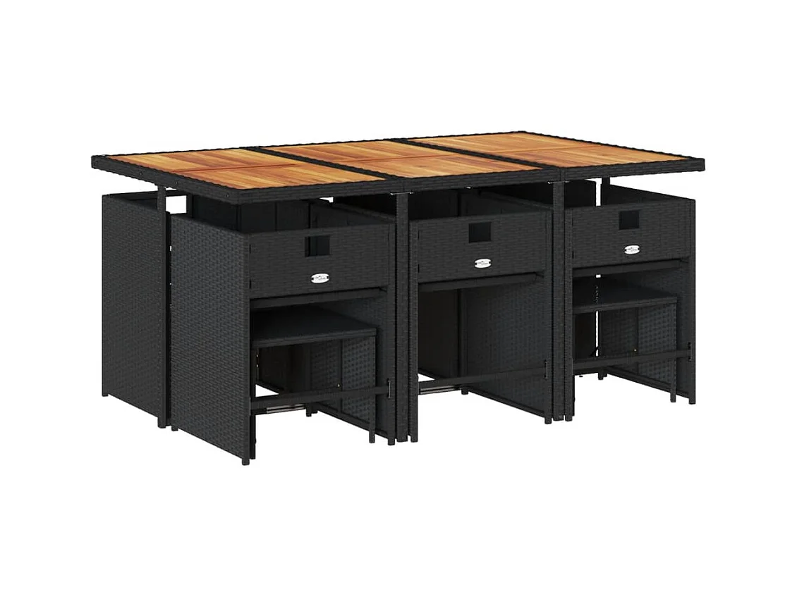 Enfield  Ensemble à manger de jardin 11 pcs coussins noir résine tressée