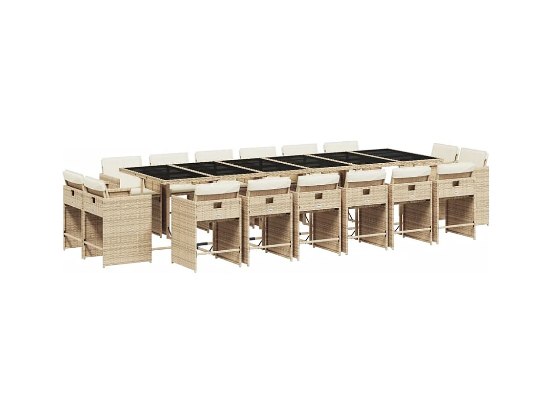 An Daingean  17-delige Tuinset met kussens poly rattan beige