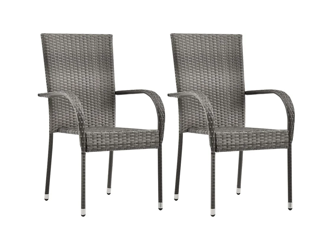 Carroll  Ensemble à manger de jardin 3 pcs Résine tressée Gris