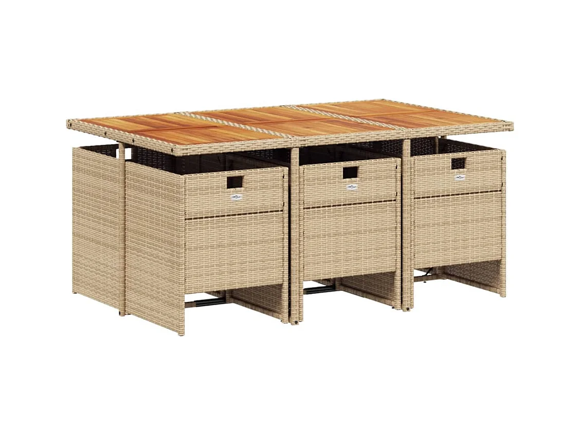 Ljungby  Ensemble à manger de jardin et coussins 7 pcs beige poly rotin