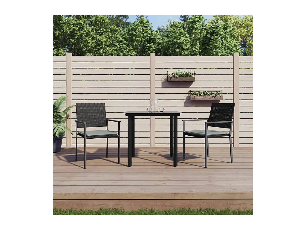 Timothy Scott  Ensemble à manger de jardin 3 pcs coussins résine tressée acier