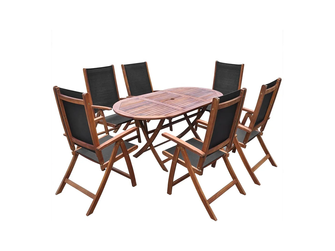 Garden Furniture -  Ensemble à manger d'extérieur 9 pcs et coussins Acacia solide