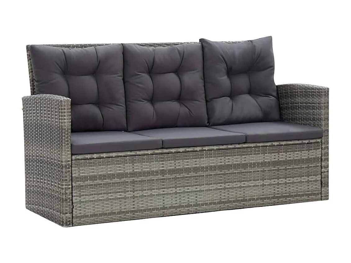 Garden Furniture -  5-delige Tuinset met kussens poly rattan grijs