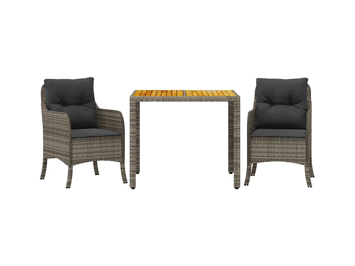 Waalre  Ensemble à manger de jardin 3 pcs coussins gris résine tressée