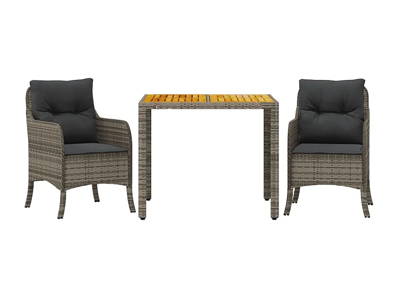 Waalre  Ensemble à manger de jardin 3 pcs coussins gris résine tressée